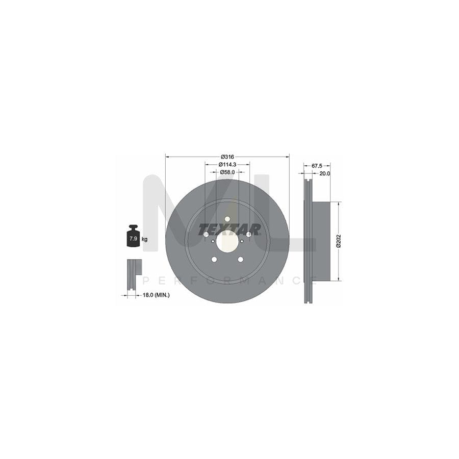 TEXTAR PRO 92227803 Brake Disc for SUBARU IMPREZA Internally Vented, Coated, without wheel hub, without wheel studs | ML Performance Car Parts