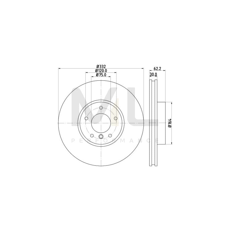 HELLA PRO 8DD 355 117-731 Brake Disc Internally Vented, Coated, without wheel hub, without wheel studs | ML Performance Car Parts