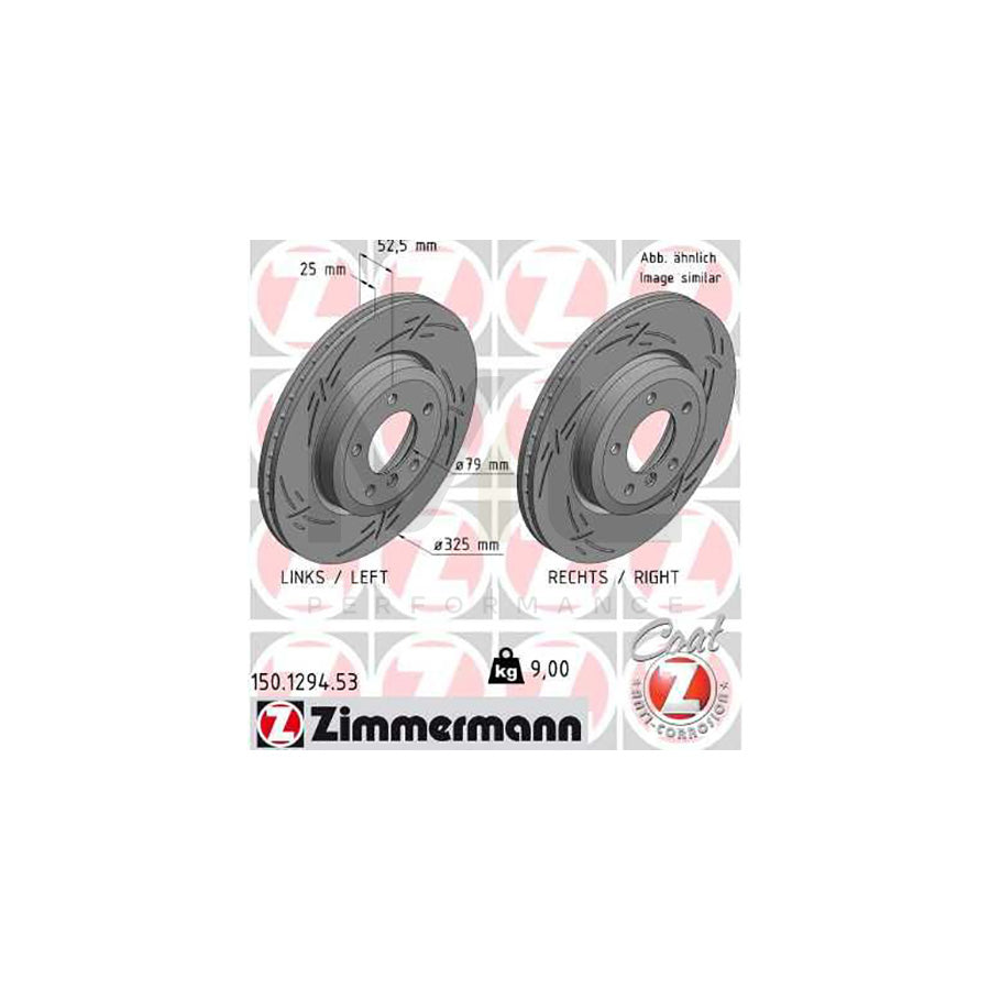 ZIMMERMANN BLACK Z 150.1294.53 Brake Disc Internally Vented, Slotted, Coated, High-carbon | ML Performance Car Parts