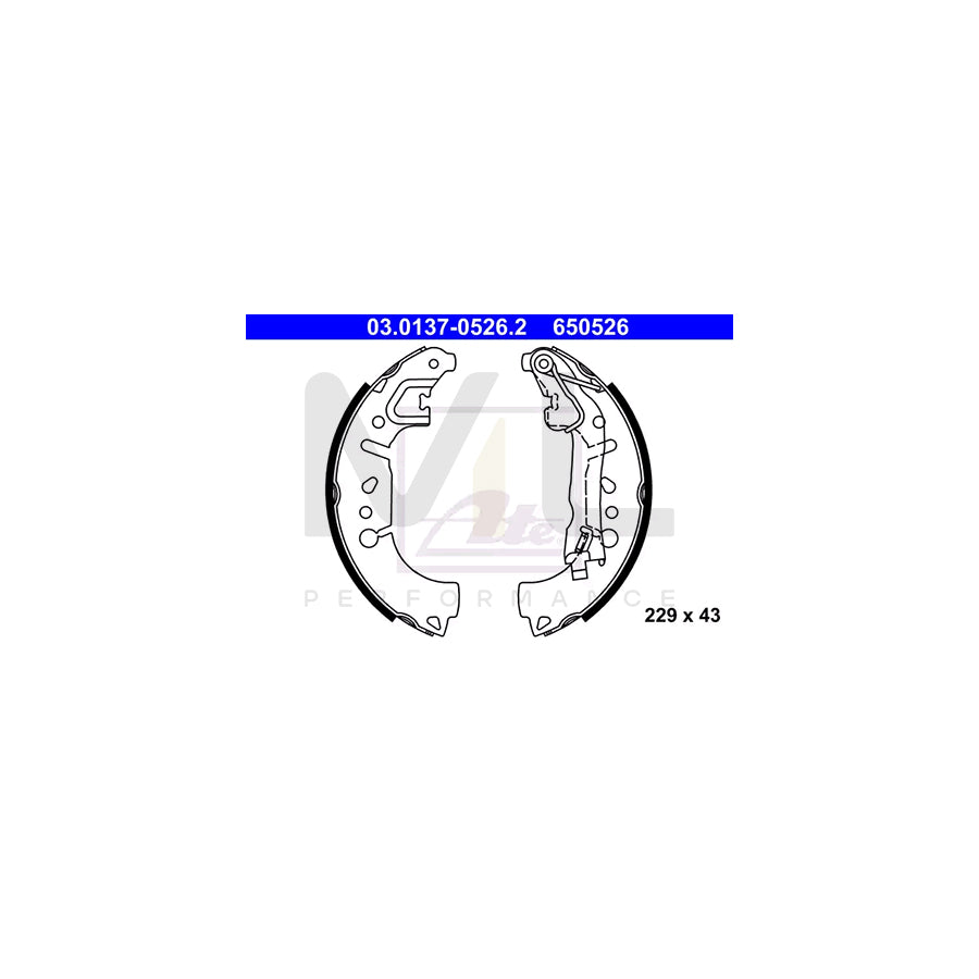 ATE 03.0137-0526.2 Brake Shoe Set with lever | ML Performance Car Parts