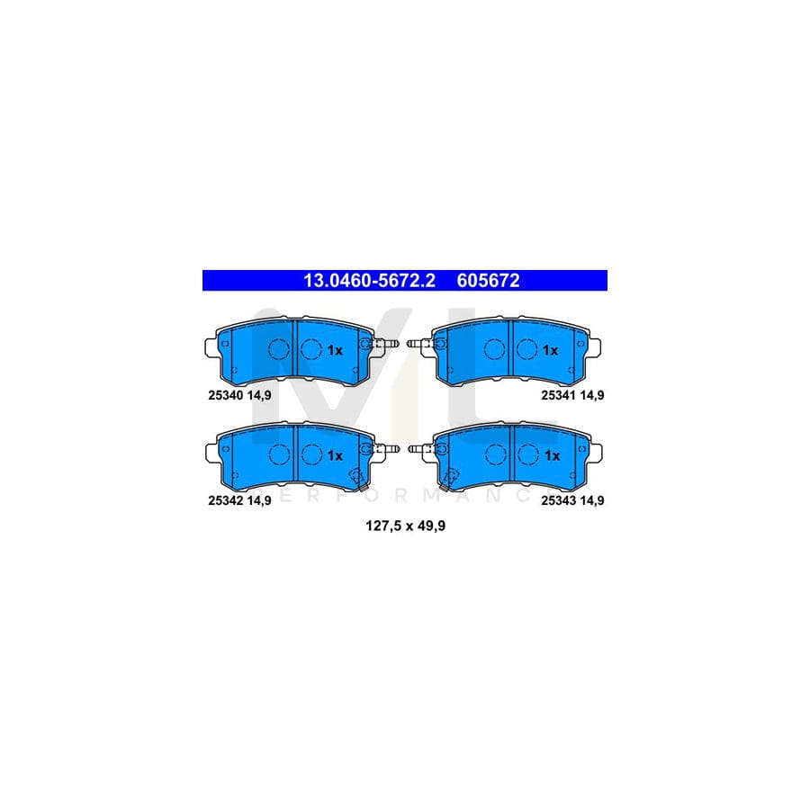 ATE 13.0460-5672.2 Brake pad set for NISSAN Patrol VI (Y62) with acoustic wear warning | ML Performance Car Parts