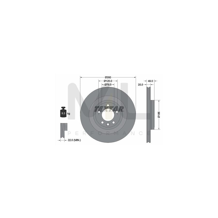 TEXTAR PRO 92278403 Brake Disc Internally Vented, Coated, without wheel hub, without wheel studs | ML Performance Car Parts