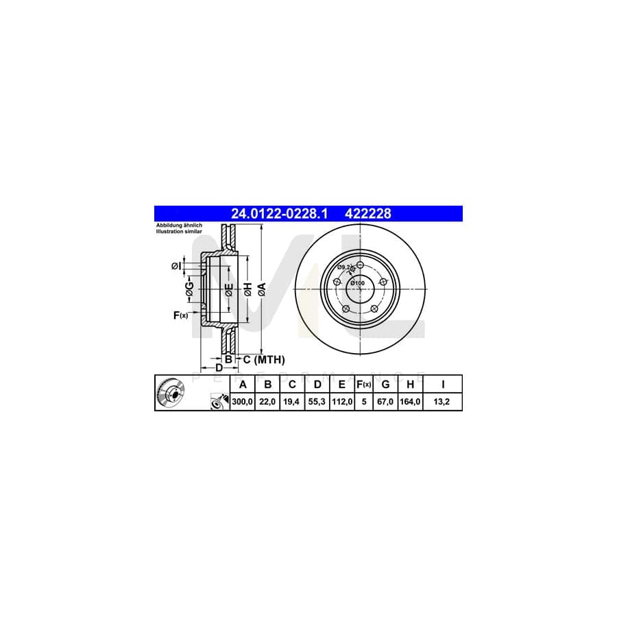 ATE 24.0122-0228.1 Brake Disc Vented, Coated, Alloyed / High-carbon | ML Performance Car Parts