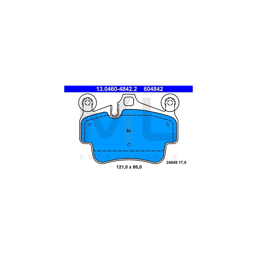 ATE 13.0460-4842.2 Brake pad set excl. wear warning contact, prepared for wear indicator | ML Performance Car Parts