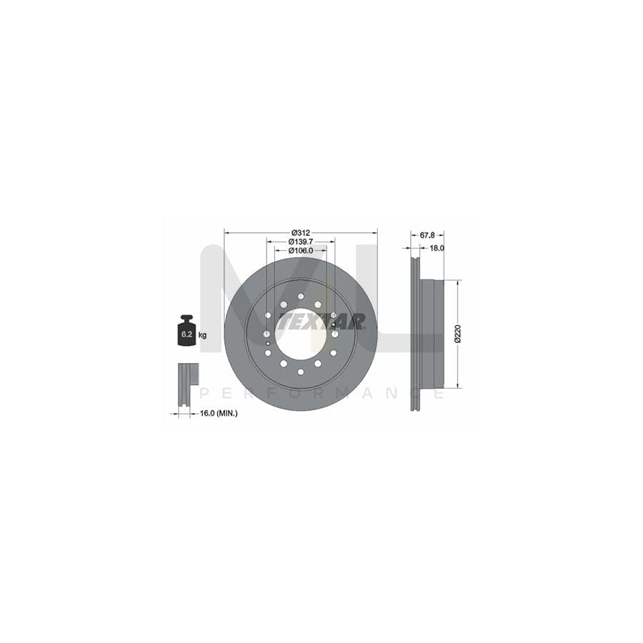 TEXTAR 92170100 Brake Disc Internally Vented, without wheel hub, without wheel studs | ML Performance Car Parts