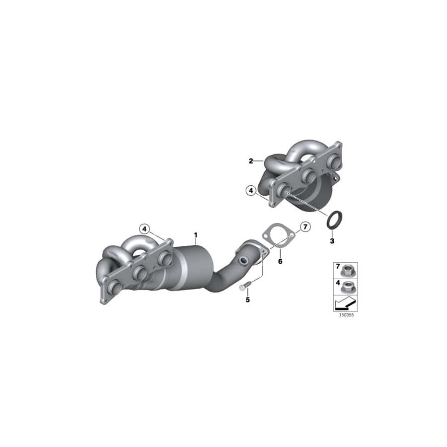 Genuine BMW 18407596876 E60 Rp-Exhaust Manifold With Catalytic Conv. ZYL.4-6 (ULEV2) (Inc. 528i, 525i & 530i) | ML Performance UK Car Parts