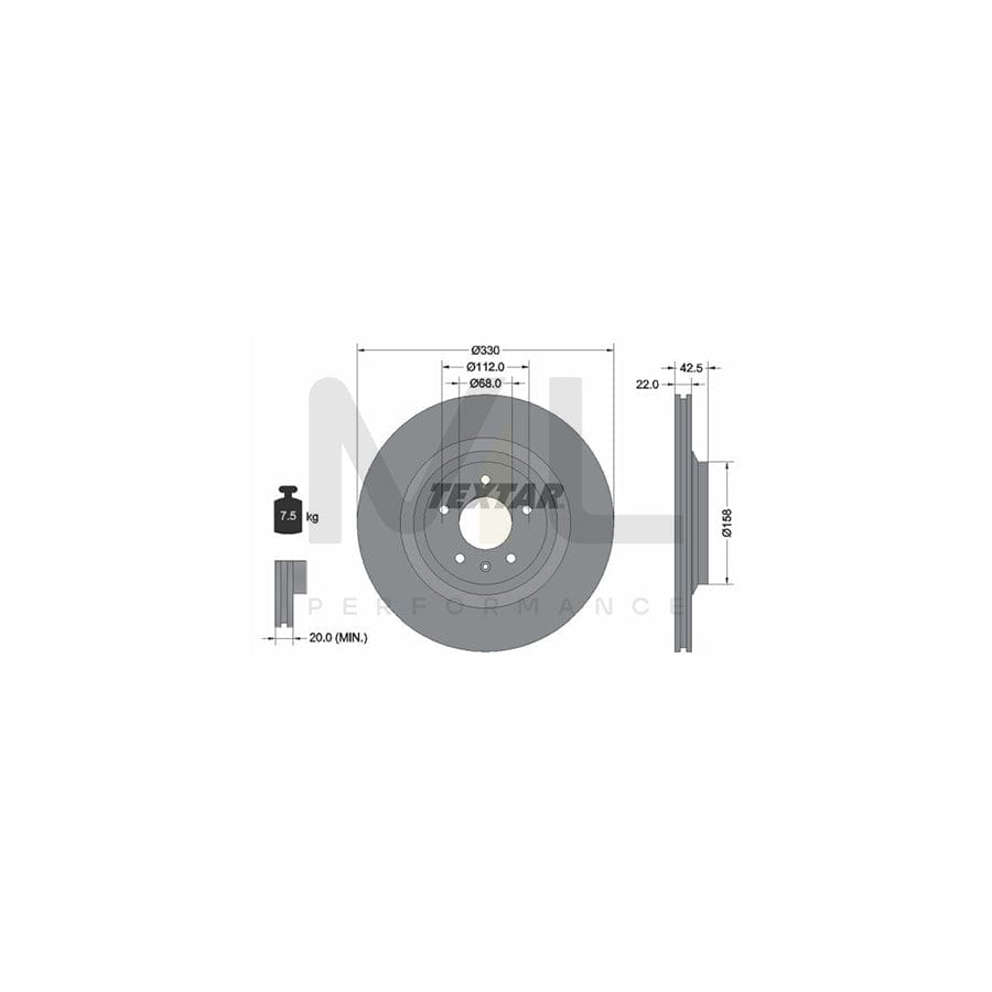 TEXTAR PRO 92160403 Brake Disc for AUDI A6 Externally Vented, Coated, without wheel hub, without wheel studs | ML Performance Car Parts