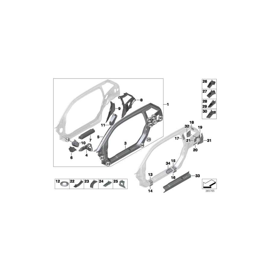 Genuine BMW 41007355390 Retainer, C-Pillar, Lower Right (Inc. i3 94Ah Rex, i3 60Ah & i3s 120Ah) | ML Performance UK Car Parts