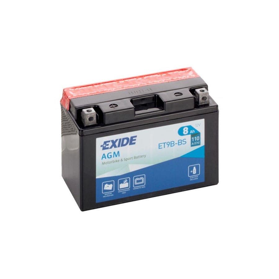 Exide ET9BBS Motorcycle Battery 12V 8AH 110A | ML Performance UK Car Parts