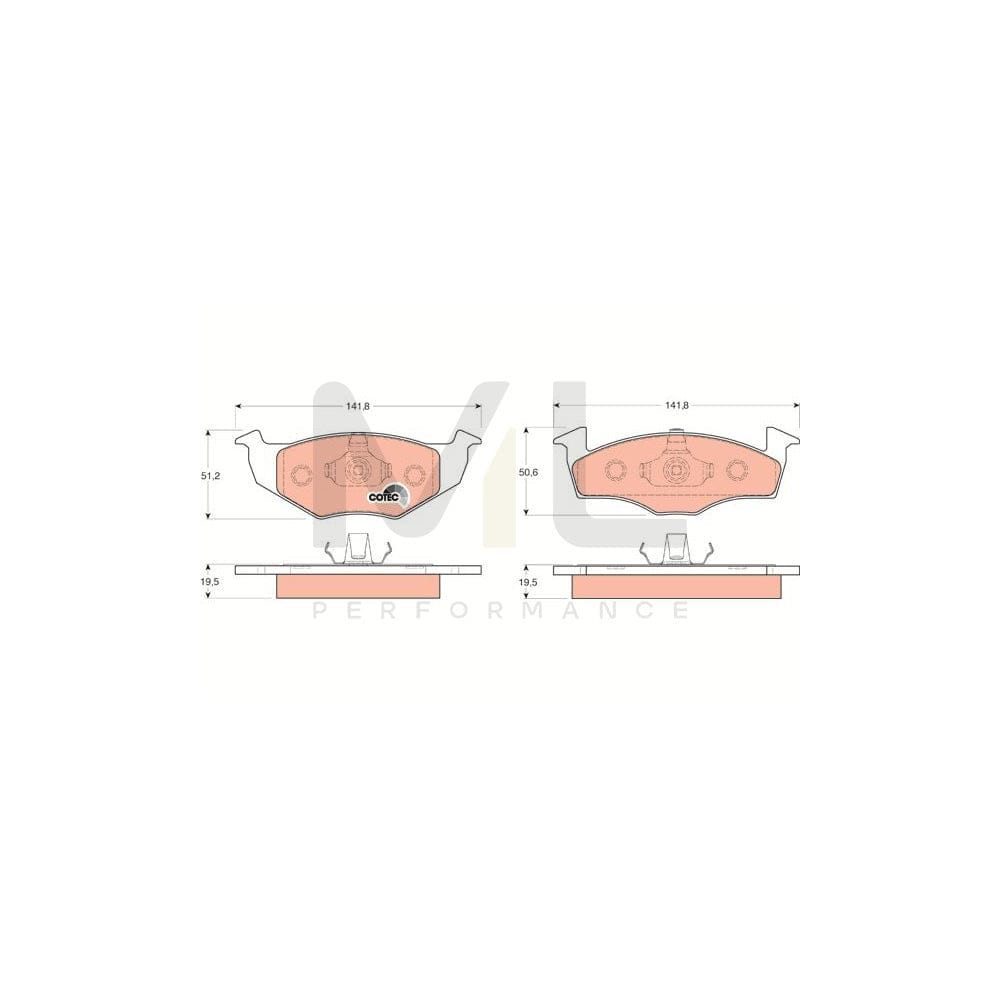 TRW Cotec Gdb1218 Brake Pad Set Not Prepared For Wear Indicator | ML Performance Car Parts