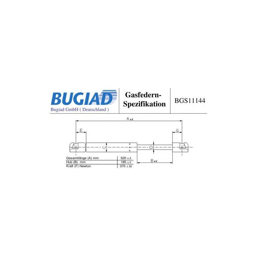 Bugiad BGS11144 Tailgate Strut For Dacia Sandero I (Sd)