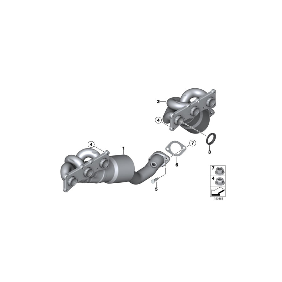 Genuine BMW 18407558770 E70 Rp-Exhaust Manifold With Catalytic Conv. ZYL.4-6 ULEV2 (Inc. X5 3.0si) | ML Performance UK Car Parts