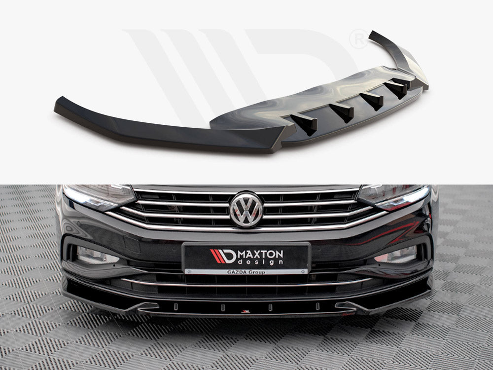 Maxton Design VW-PA-B8F-FD2T Front Splitter V.2 VW Passat B8 Facelift (2019-) | ML Performance UK Car Parts