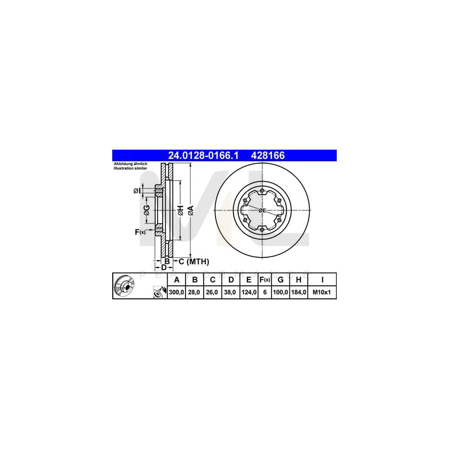 ATE 24.0128-0166.1 Brake Disc Vented, Coated | ML Performance Car Parts