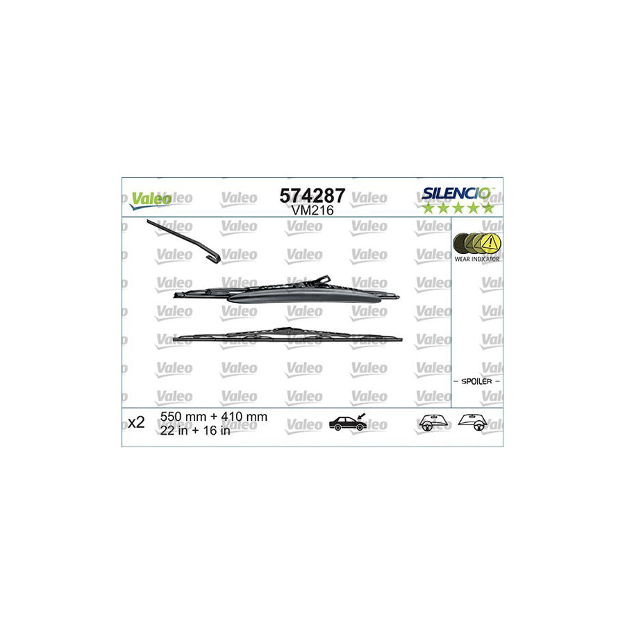 Valeo Silencio, Silencio Conventional Set 574287 Wiper Blade For Alfa Romeo 147 (937) | ML Performance UK Car Parts