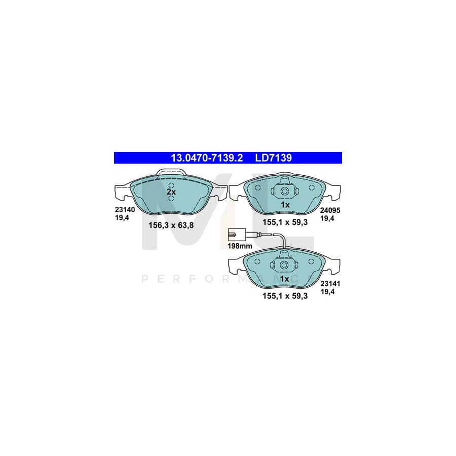 ATE Ceramic 13.0470-7139.2 Brake pad set incl. wear warning contact | ML Performance Car Parts