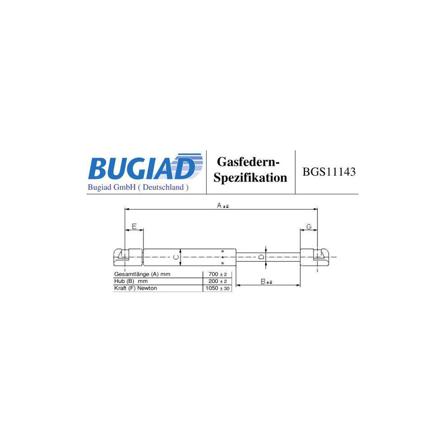 Bugiad BGS11143 Tailgate Strut