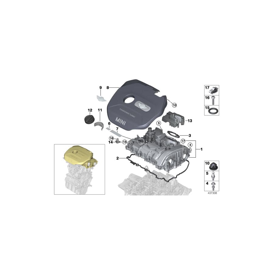 Genuine BMW 11128618514 F56 F55 Profile Seal For Cylinder Head Cover (Inc. One & One First) | ML Performance UK Car Parts