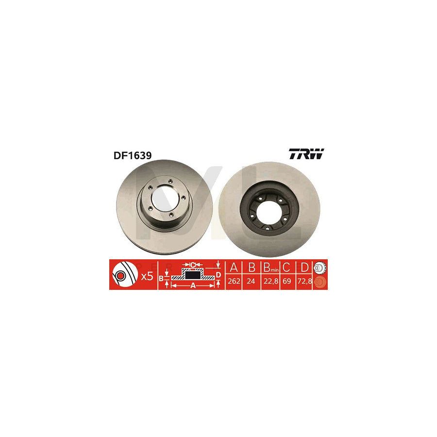 TRW DF1639 Brake Disc Vented | ML Performance Car Parts