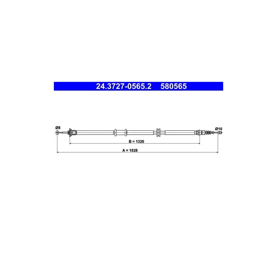 ATE 24.3727-0565.2 Hand Brake Cable For Fiat Linea (323, 110)