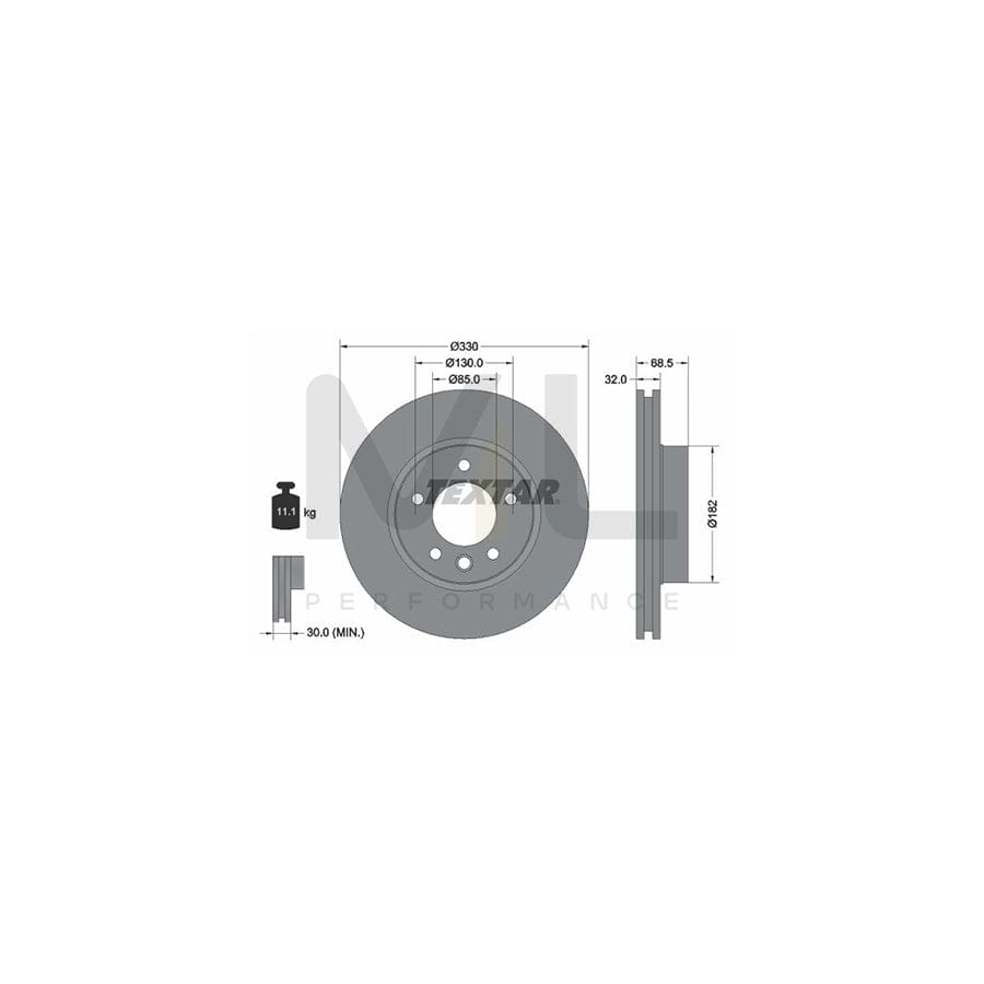 TEXTAR PRO+ 92121605 Brake Disc Internally Vented, Coated, High-carbon, without wheel hub, without wheel studs | ML Performance Car Parts