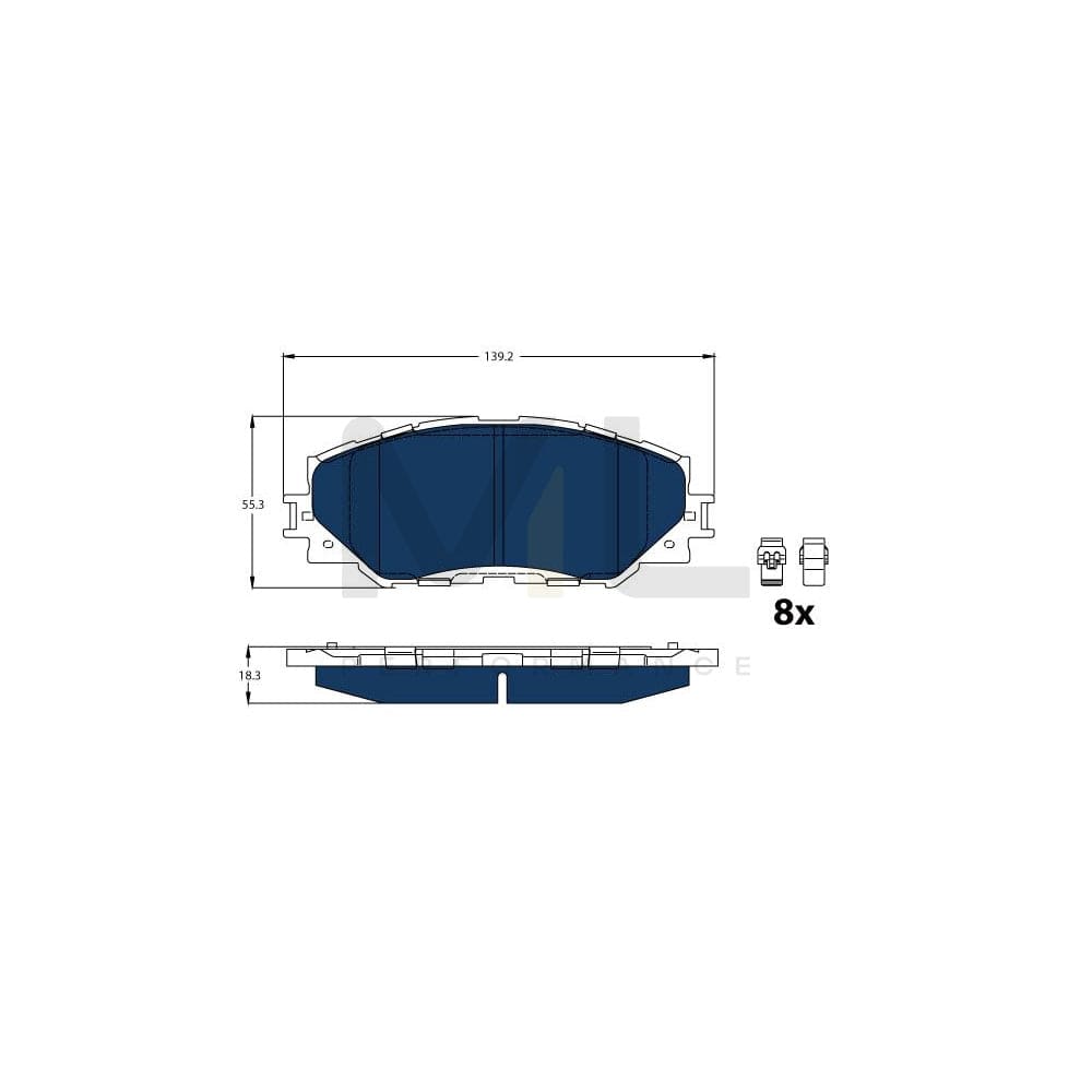 TRW Gdb3425Bte Brake Pad Set Not Prepared For Wear Indicator, With Accessories | ML Performance Car Parts