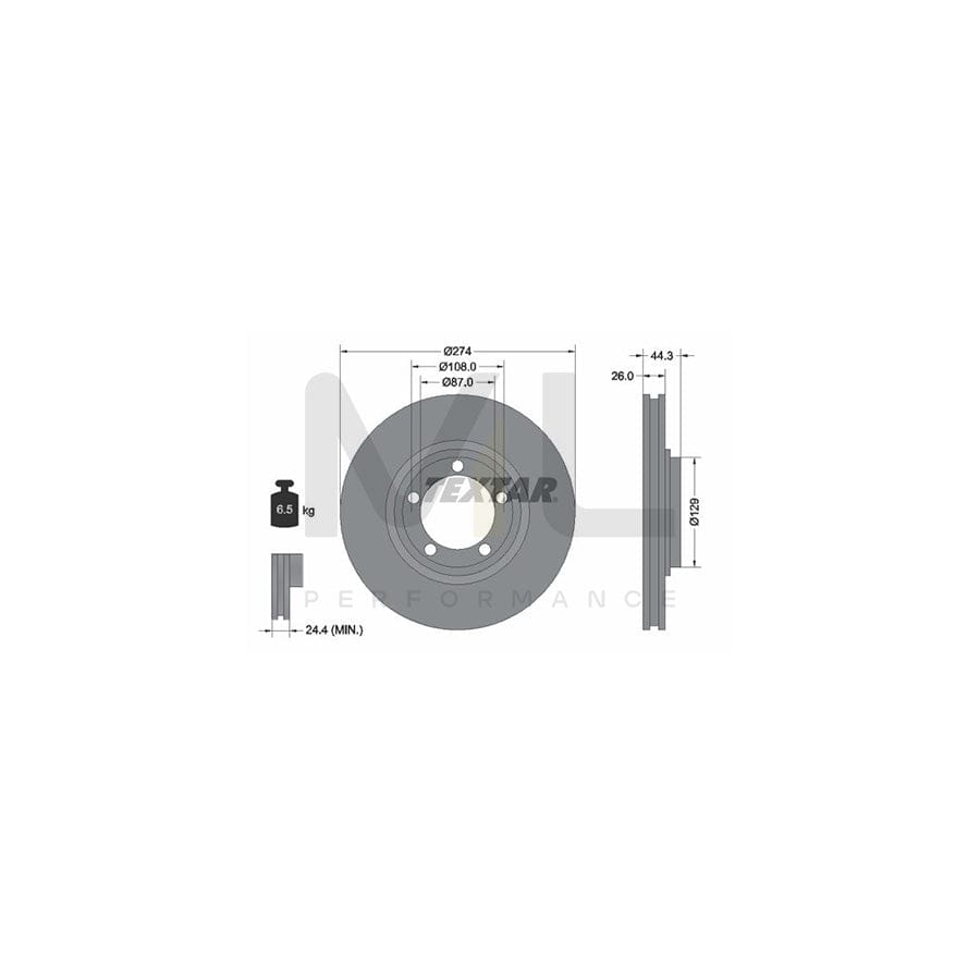 TEXTAR 92221800 Brake Disc Internally Vented, without wheel hub, without wheel studs | ML Performance Car Parts