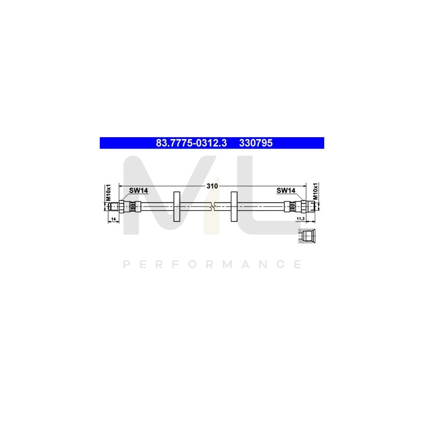 ATE 83.7775-0312.3 Brake Hose 310mm, M10x1 | ML Performance Car Parts