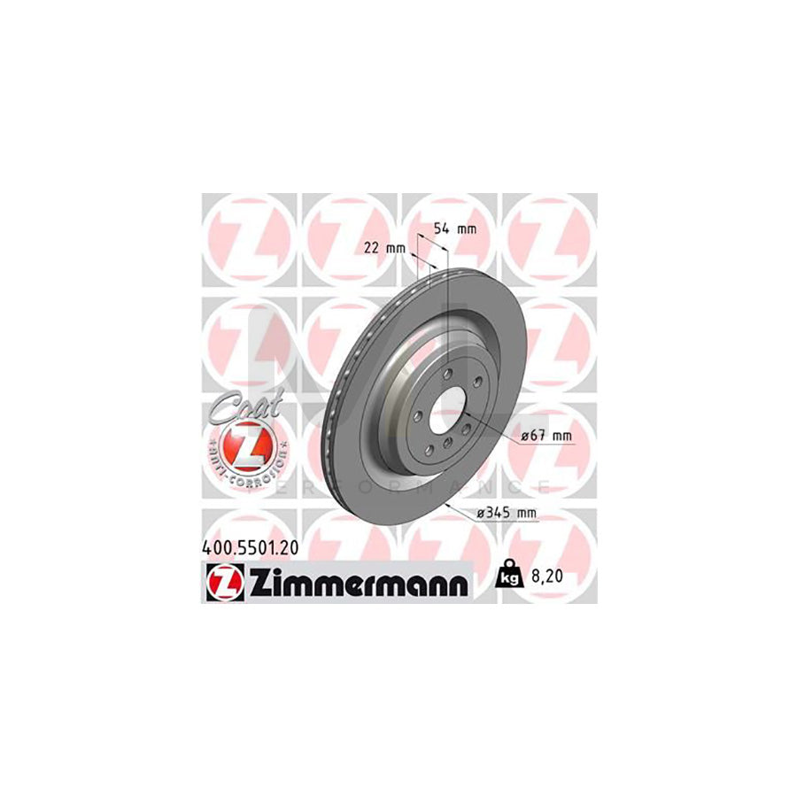 ZIMMERMANN COAT Z 400.5501.20 Brake Disc Internally Vented, Coated, High-carbon | ML Performance Car Parts