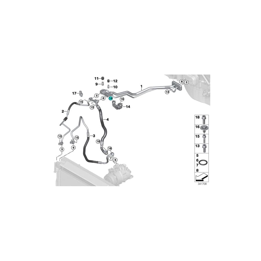 Genuine BMW 64506833627 F15 Suction Pipe Evaporator-Compressor R134A/R1234YF (Inc. X5 50iX, X6 50iX 4.4 & X6 M) | ML Performance UK Car Parts