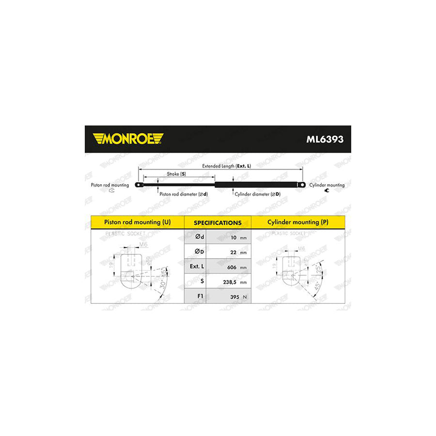 Monroe ML6393 Tailgate Strut For Honda Cr-V IV(Rm)