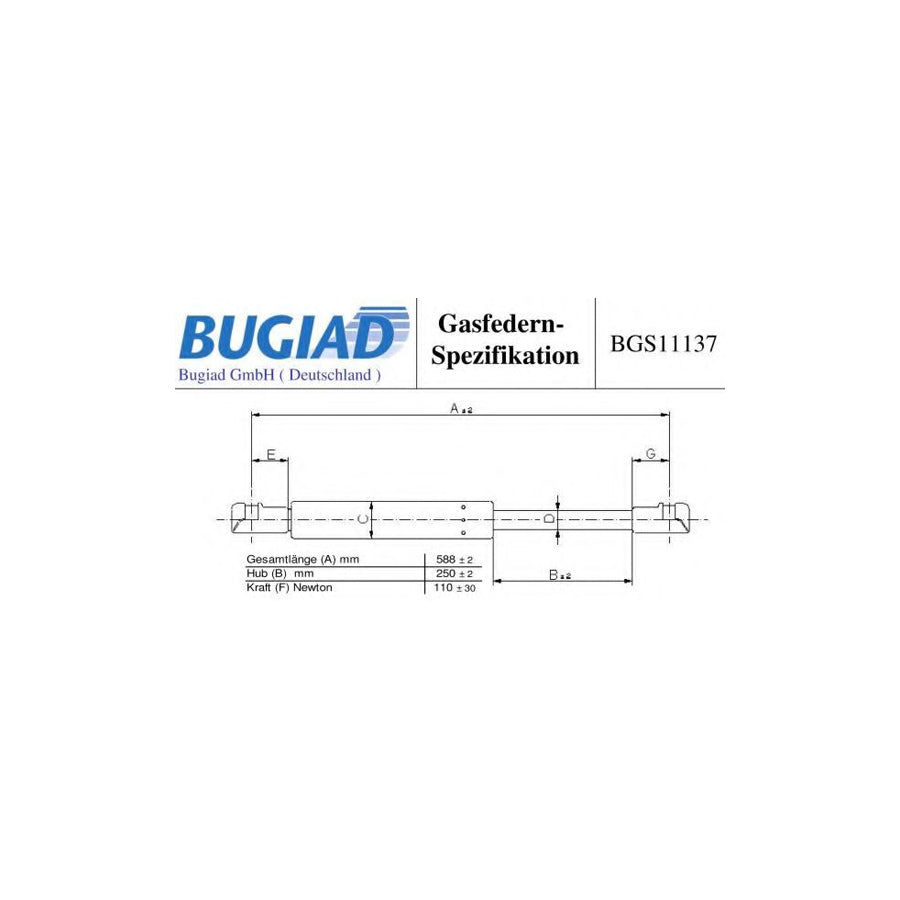 Bugiad BGS11137 Gas Spring, Rear Windscreen For Citroën C4 I Grand Picasso