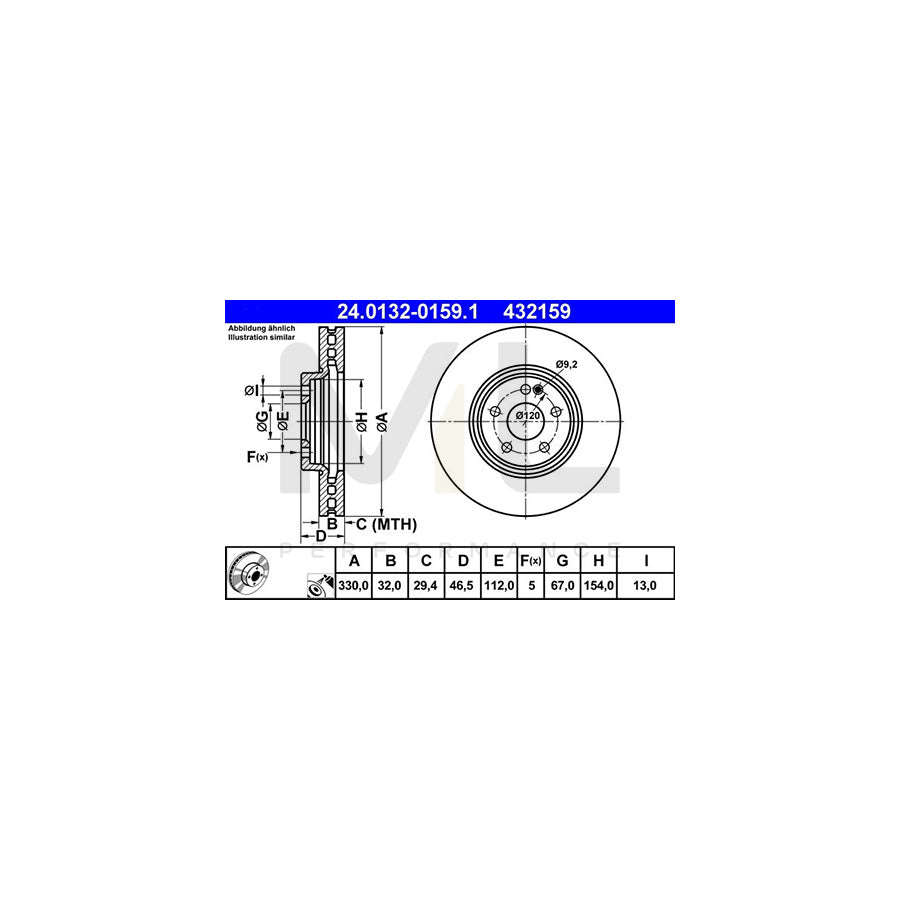 ATE 24.0132-0159.1 Brake Disc Vented, Coated, Alloyed / High-carbon | ML Performance Car Parts