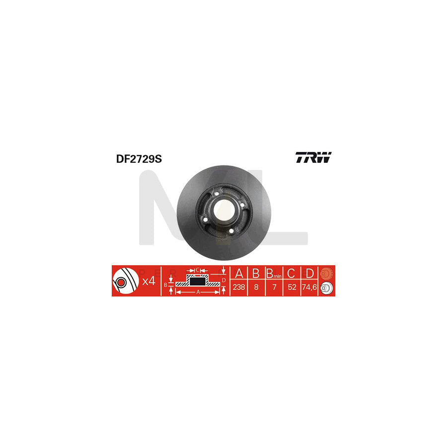 TRW DF2729S Brake Disc Solid | ML Performance Car Parts