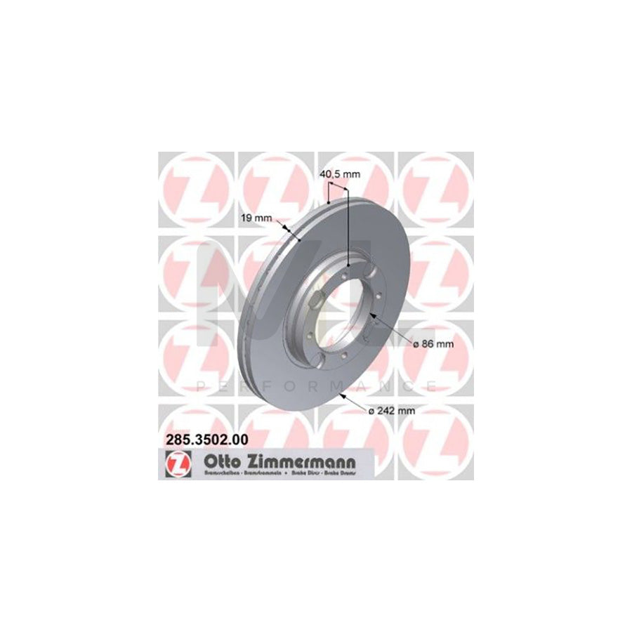 ZIMMERMANN 285.3502.00 Brake Disc Internally Vented | ML Performance Car Parts