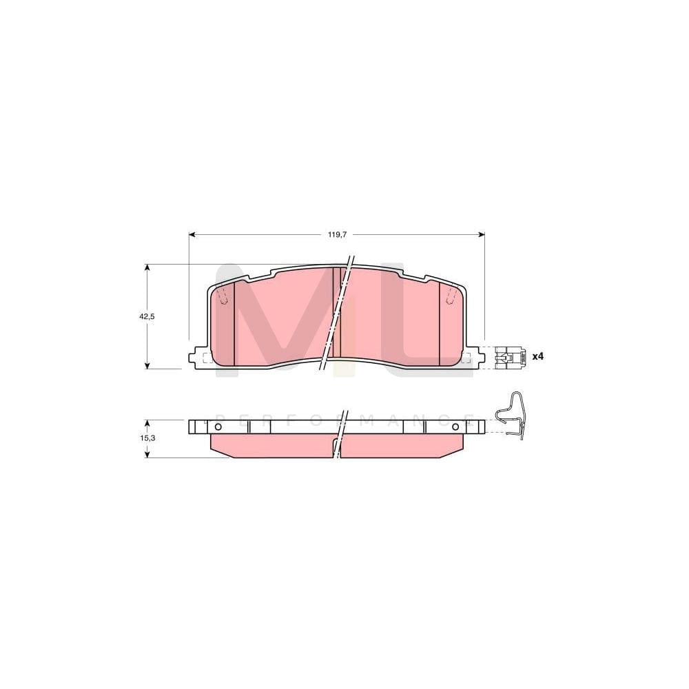 TRW Gdb1138 Brake Pad Set With Acoustic Wear Warning, With Accessories | ML Performance Car Parts