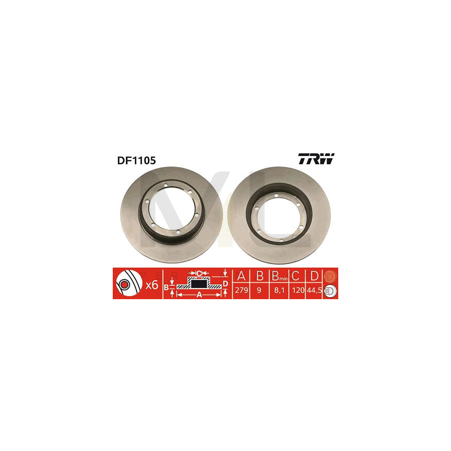 TRW DF1105 Brake Disc Solid | ML Performance Car Parts