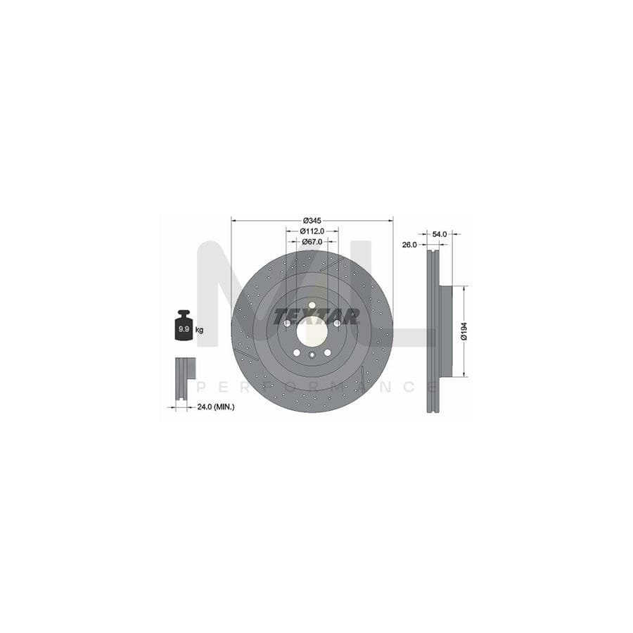 TEXTAR 92307905 Brake Disc Internally Vented, Perforated, Coated, High-carbon | ML Performance Car Parts