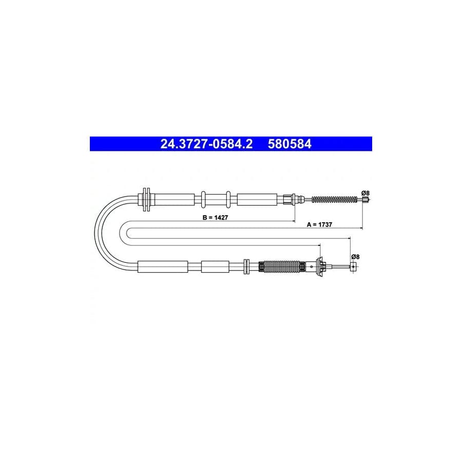 ATE 24.3727-0584.2 Hand Brake Cable For Fiat Tipo