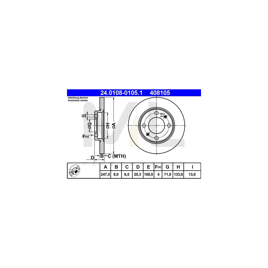 ATE 24.0108-0105.1 Brake Disc Solid | ML Performance Car Parts