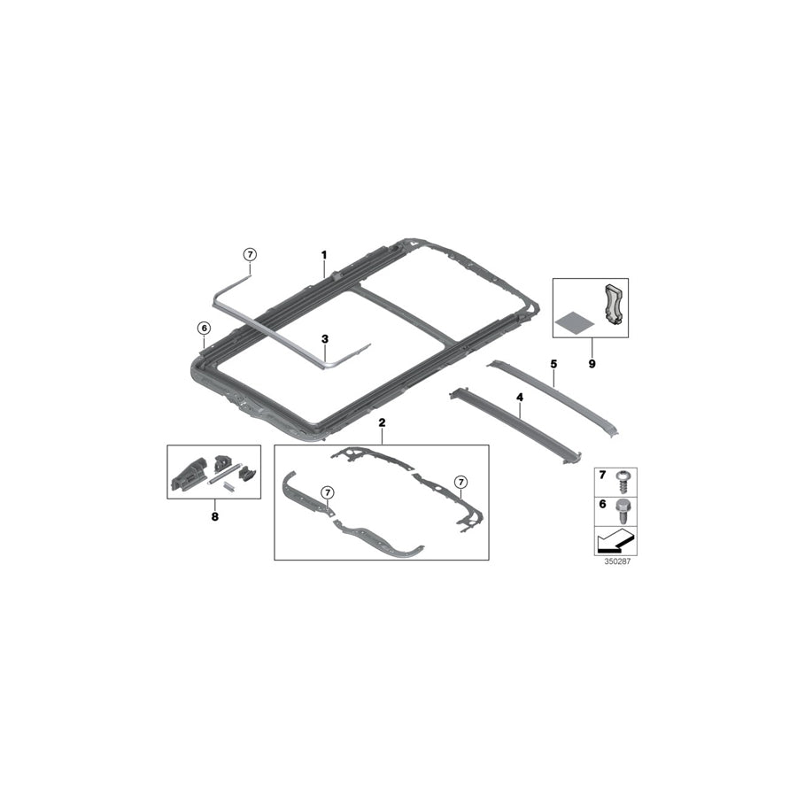 Genuine BMW 54107387027 Frame Panoramic Roof (Inc. X5 25dX, X5 25d & X5 35i) | ML Performance UK