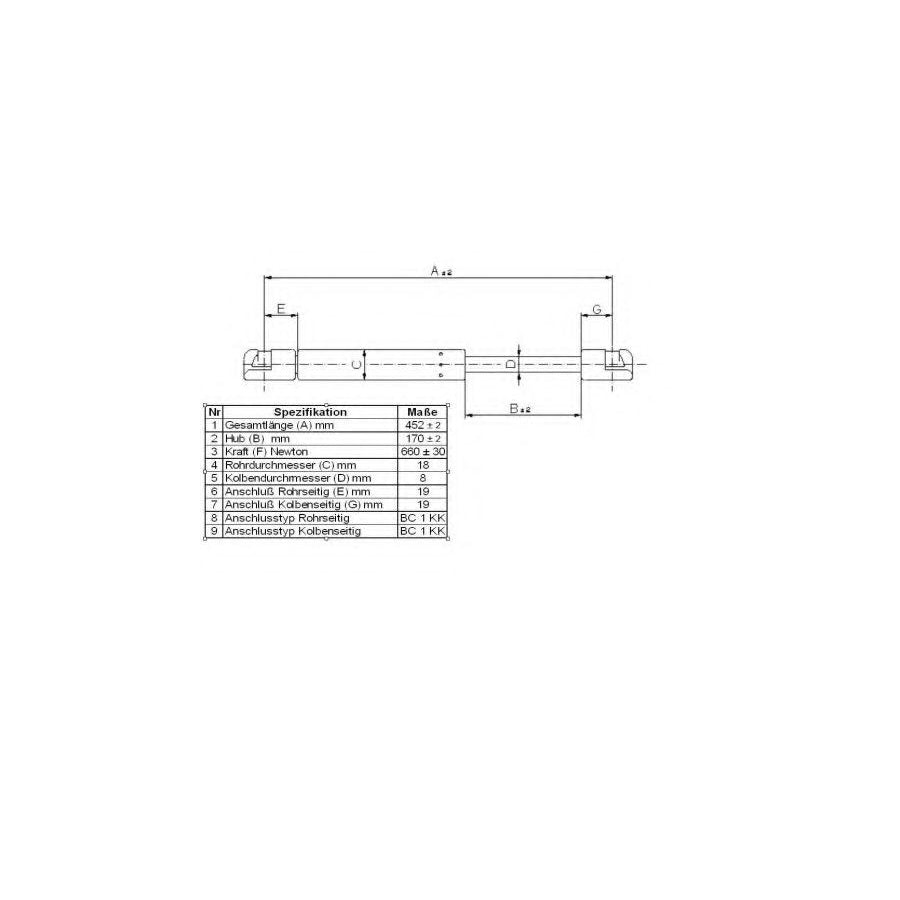 Bugiad BGS11162 Gas Spring, Rear Windscreen For Hyundai Tucson (Jm)