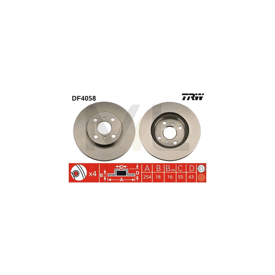 TRW DF4058 Brake Disc Vented, Painted | ML Performance Car Parts