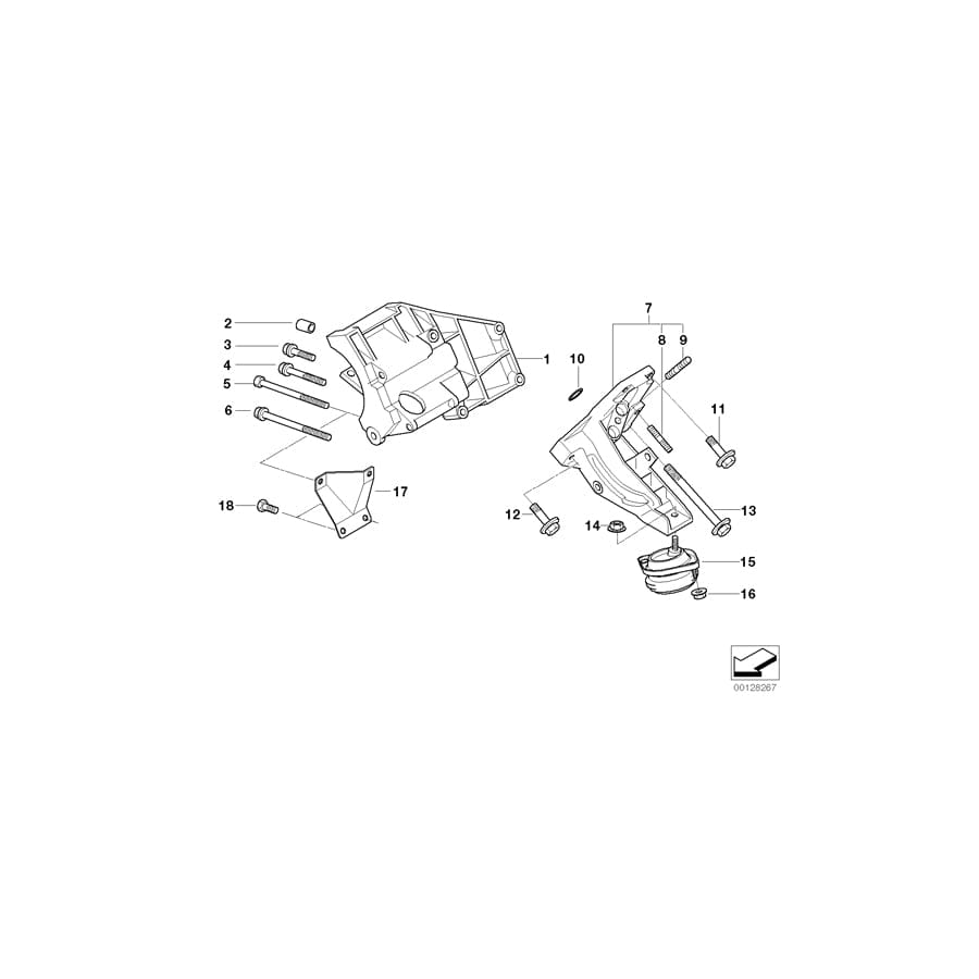 Genuine BMW 22111092895 E39 E38 Engine Mount With Flange, Left (Inc. 735iL, 735i & L7) | ML Performance UK Car Parts