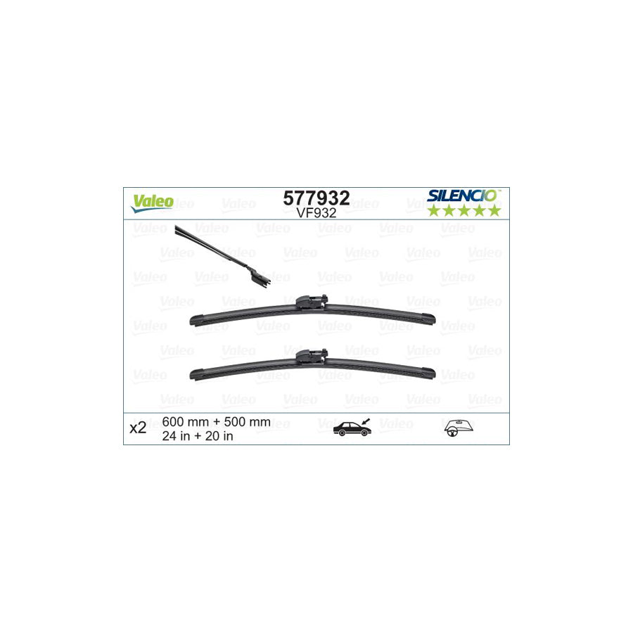 Valeo Silencio Flat Blade Set 577932 Wiper Blade | ML Performance UK Car Parts