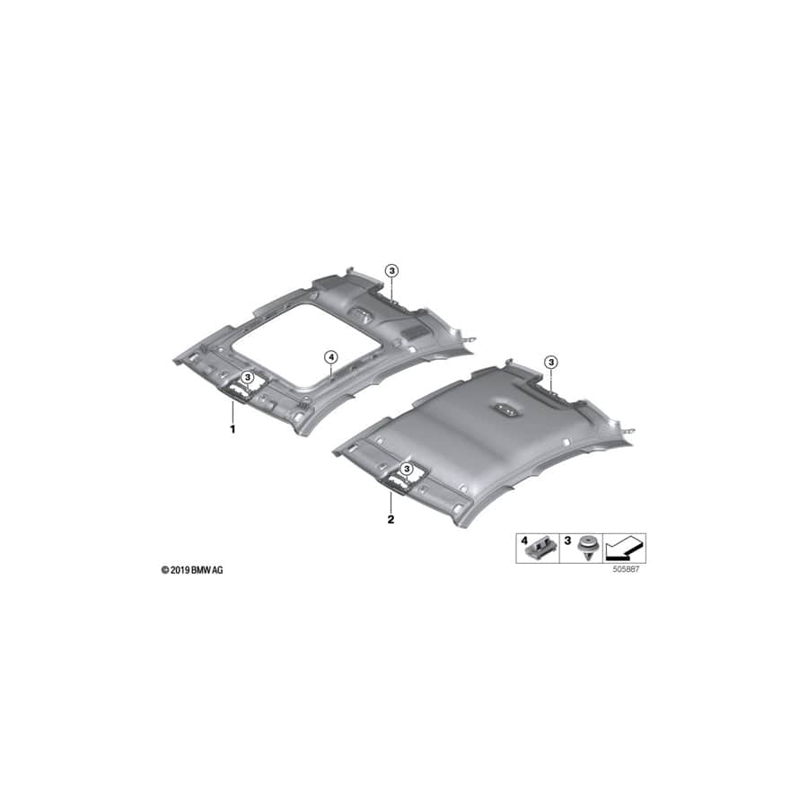 Genuine BMW 51447956436 F44 Headlining Panoramic Roof EVERESTGREY (Inc. 228iX) | ML Performance UK Car Parts