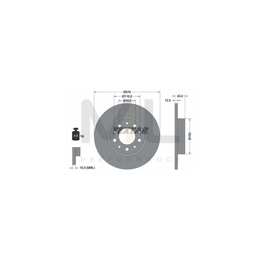 TEXTAR PRO 92145203 Brake Disc Solid, Coated, without wheel hub, without wheel studs | ML Performance Car Parts