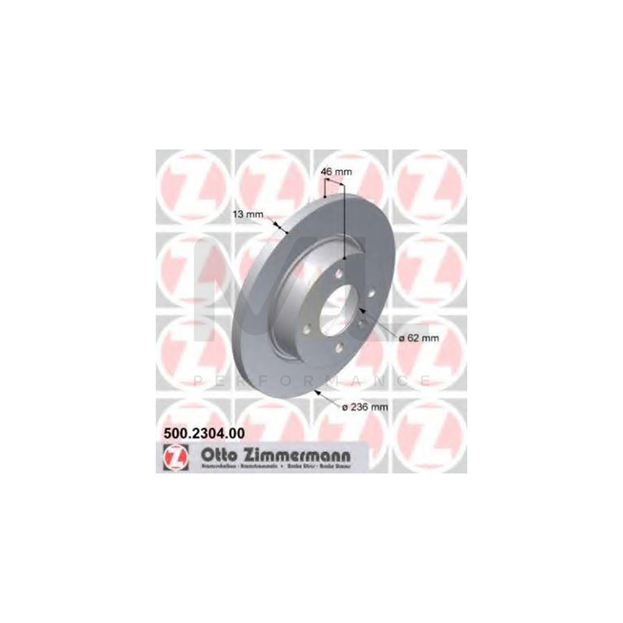 ZIMMERMANN 500.2304.00 Brake Disc for SKODA FELICIA Solid | ML Performance Car Parts