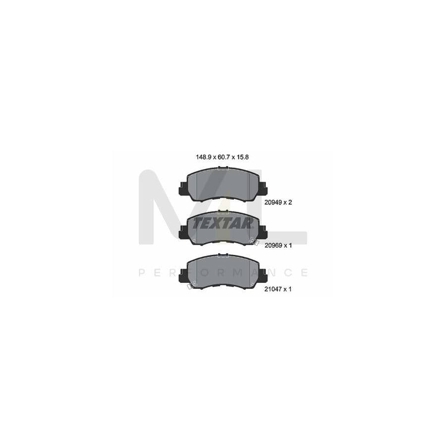 TEXTAR 2094901 Brake pad set for MITSUBISHI Eclipse Cross (GK_) not prepared for wear indicator | ML Performance Car Parts