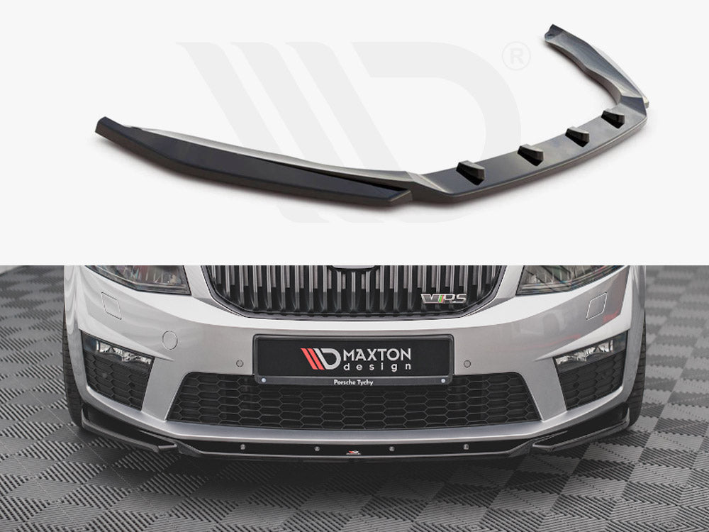 Maxton Design SK-OC-3-RS-FD4T Front Splitter V.4 Skoda Octavia Rs MK3 (2013-2016) | ML Performance UK Car Parts